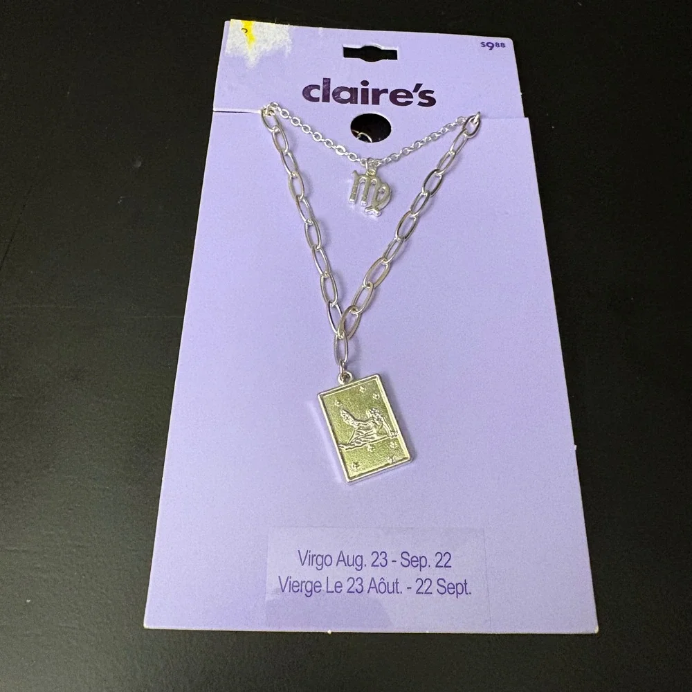 NWT Claires Gold Virgo Zodiac Layered Set of 2 Necklaces August‎ September Gift